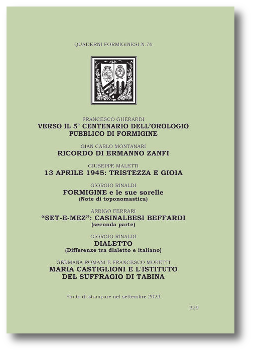 copertina Quaderni Formiginesi N. 76