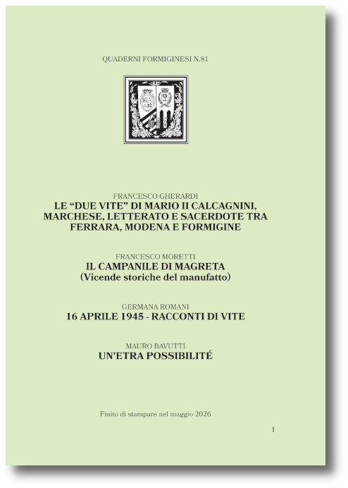 Quaderno Formiginese N. 81 copertina Quaderni Formiginesi N. 81